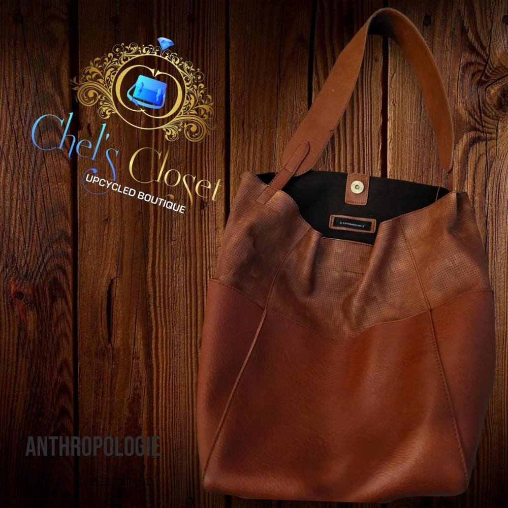 ANTHROPOLOGIE BROWN LEATHER BAG